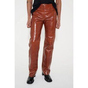 Our Legacy Biker Cow Leather Pants Size 48 US M Cognac Brown